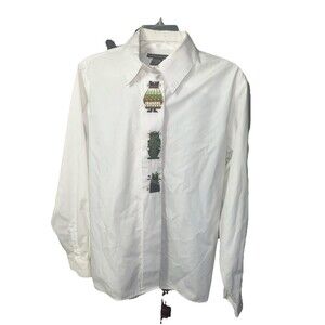 Impressions Christmas Winter  Cats Button Down Blouse White Size 14 Embroidered